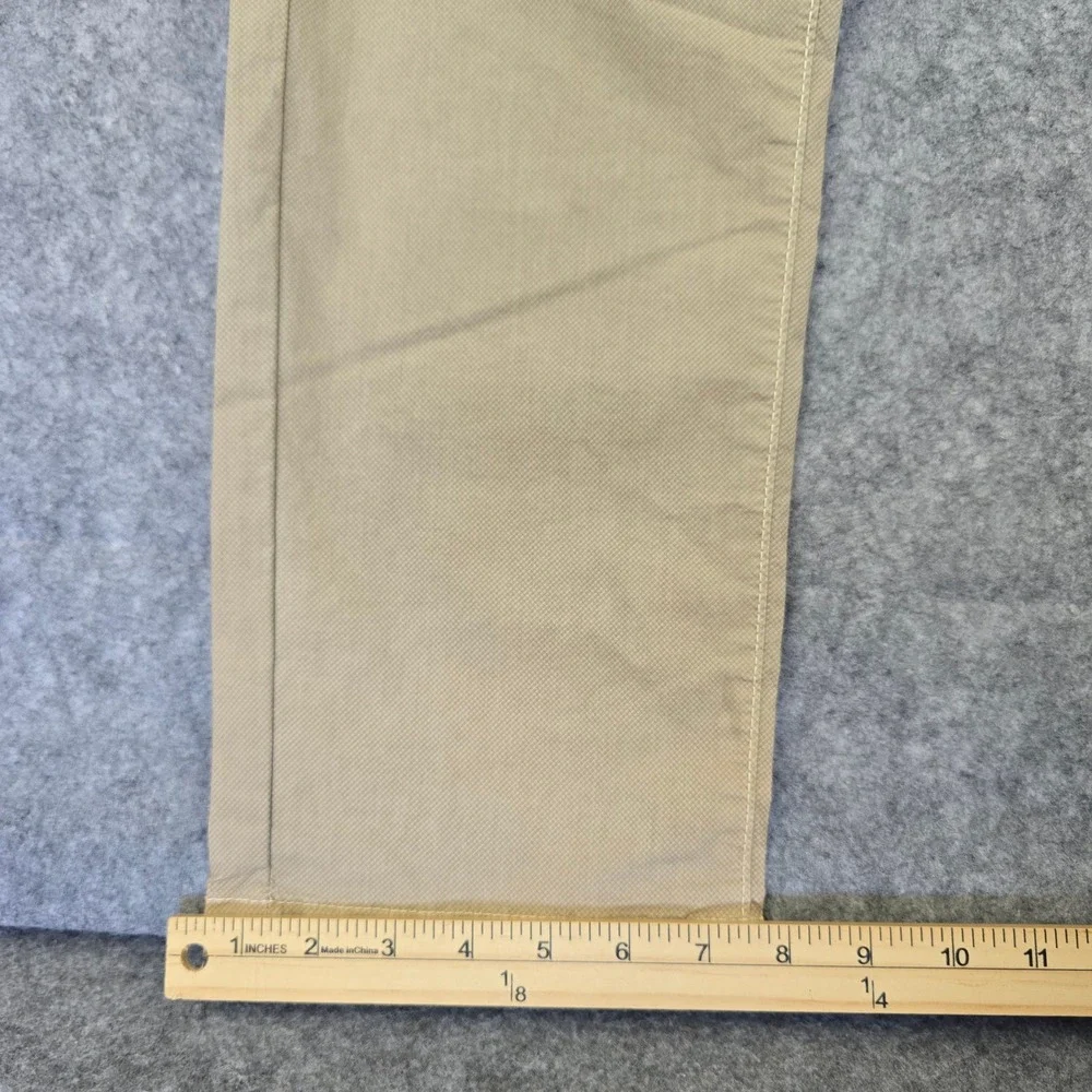 Ballin Crescent Nailshead Pants Mens 35 Khaki Modern Fit Cotton Stretch Trousers